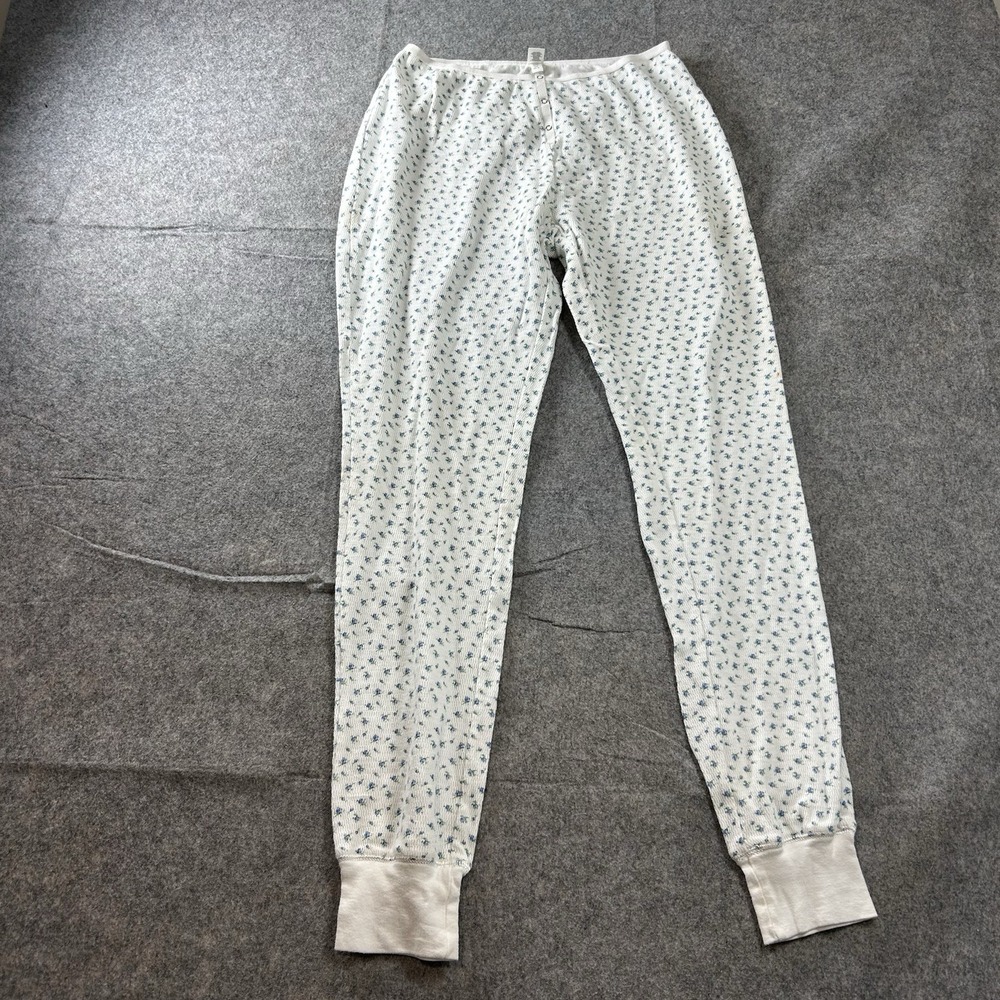 Vintage Gap Pajama Pants Womens Small Waffle Knit Ditsy Floral Cotton Jogger